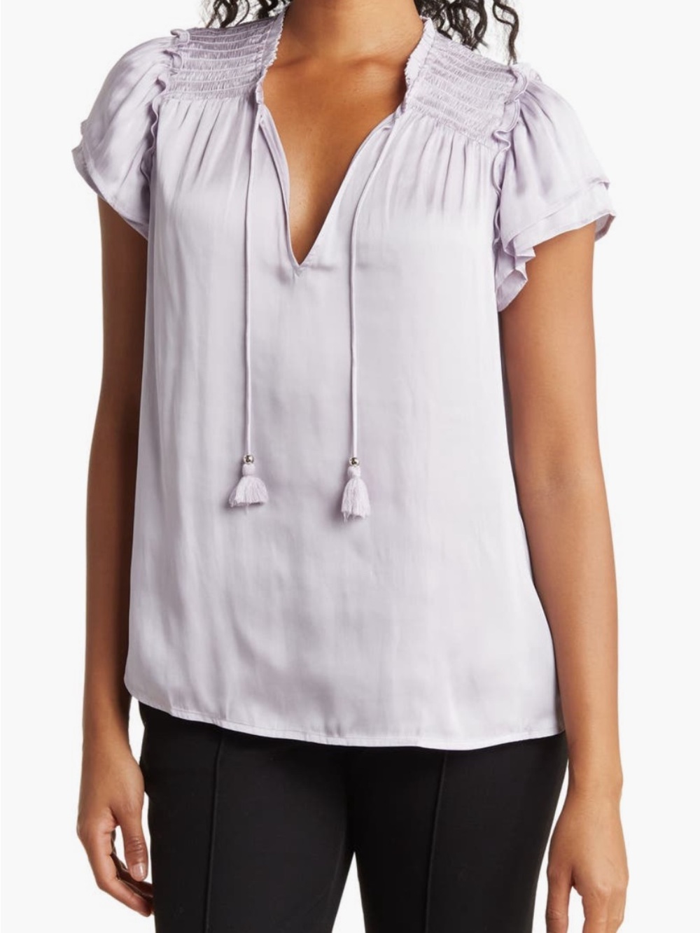 PAIGE Laramie Flutter Smocked Blouse